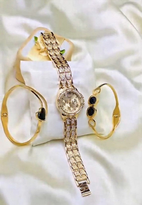 Watch Gift Set – With Black Stone Bracelets