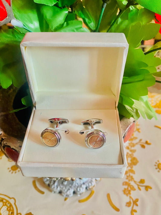 Silver and Gold Tone Round Cufflinks